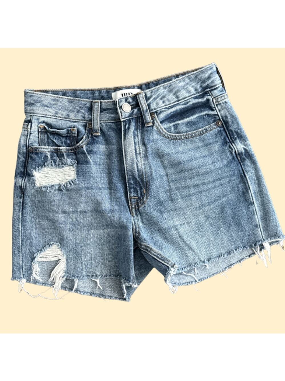 JBD Just Black Denim Distressed High Rise Cutoff Jean Shorts Size 24